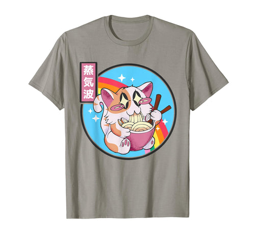 Cat Ramen Noodles Kawaii Rainbow Anime T-Shirt - Trendy Graphic for Adults - T-Shirt, Sweatshirt, Hoodie