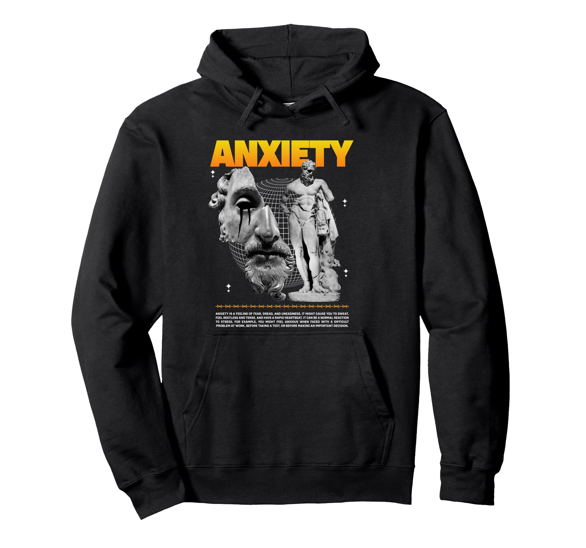 Anxiety Worry Fear Aesthetic Edgy Hoodie - Custom Art Print for Adults - T-Shirt, Sweatshirt, Hoodie