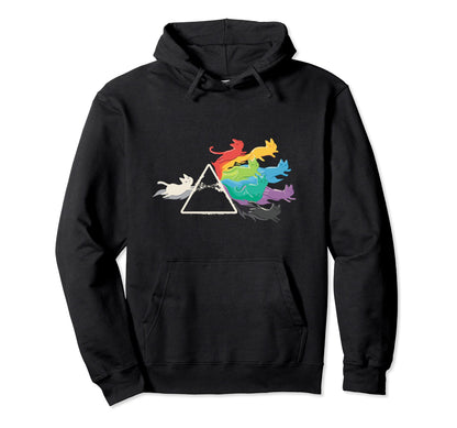 Stylish Prism Rainbow Cat Hoodie - Trendy Graphic for Adults - T-Shirt, Sweatshirt, Hoodie