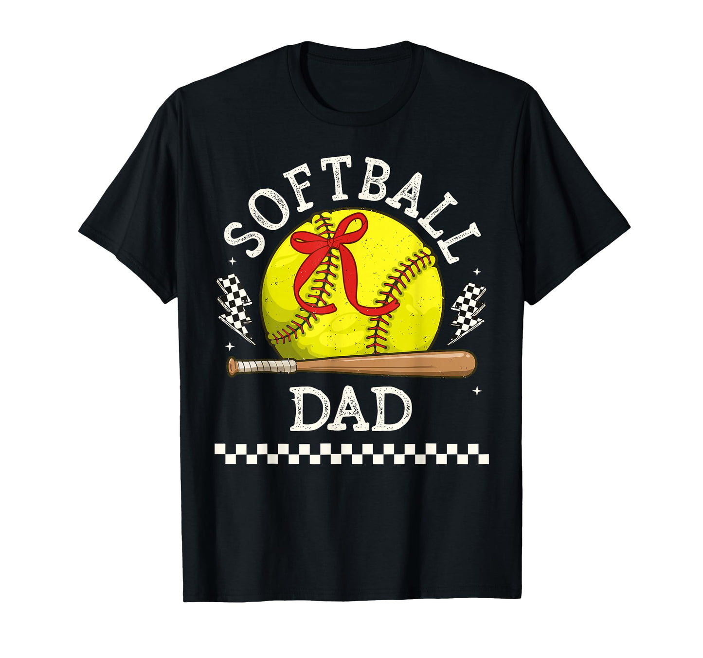 Softball Dad Coquette Bow Mothers Day T-Shirt - Custom Art Print Men Women - T-Shirt, Sweatshirt, Hoodie