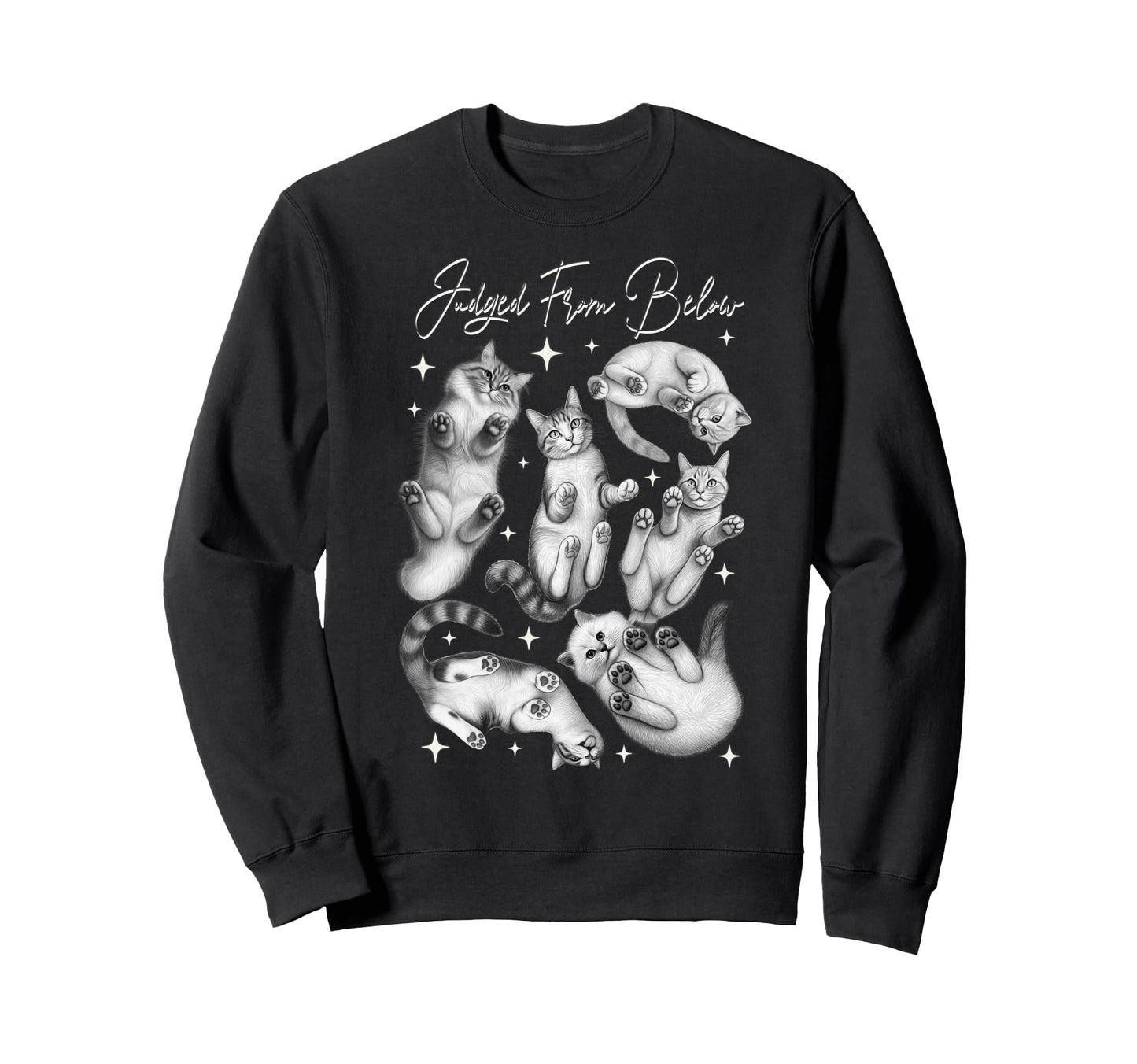 Judged From Below Funny Cats Sweatshirt - Aesthetic Graphic Men Women - T-Shirt, Sweatshirt, Hoodie