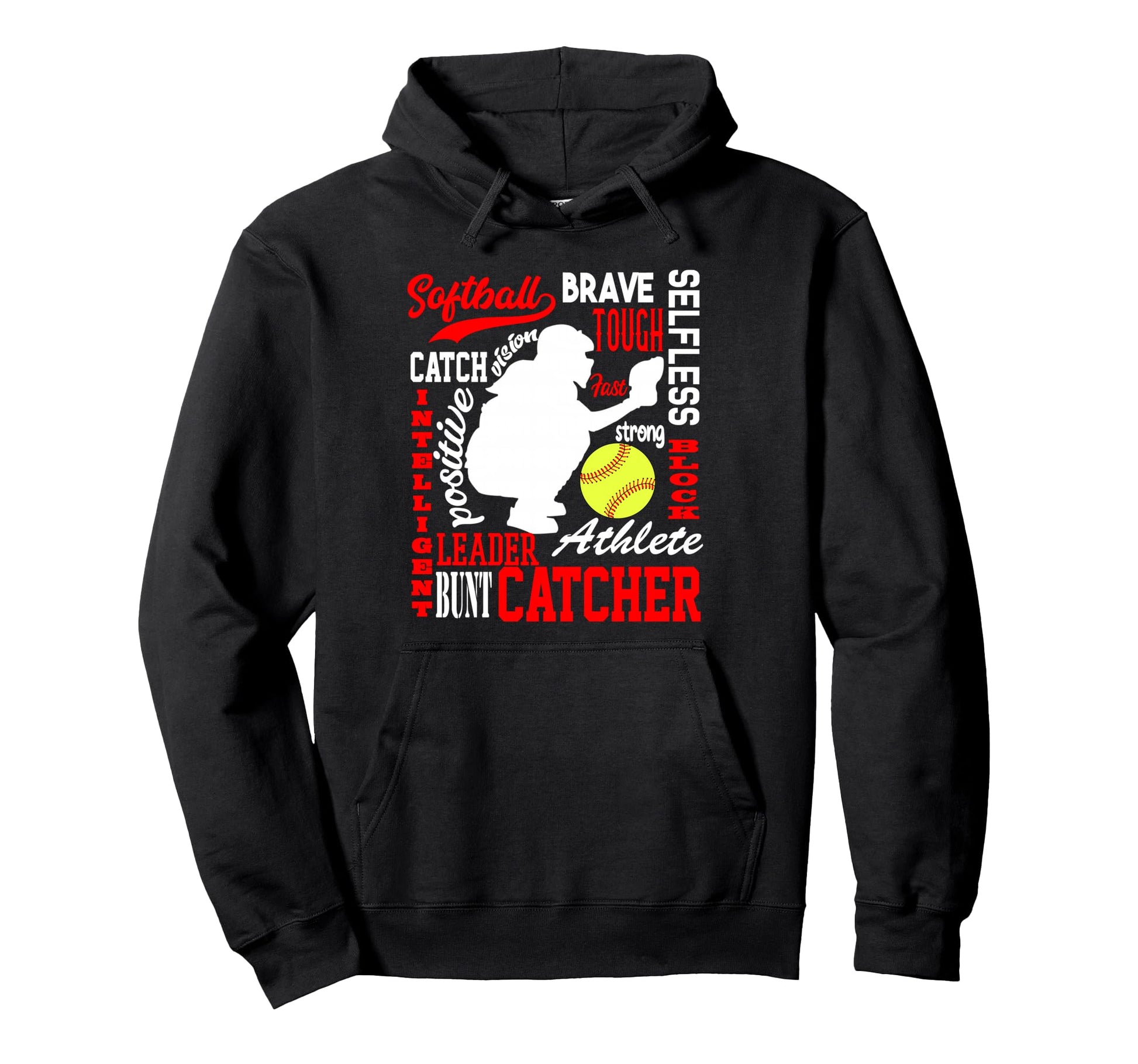 Softball Catcher Teens Traits Catcher Hoodie - Custom Art Print Men Women - T-Shirt, Sweatshirt, Hoodie