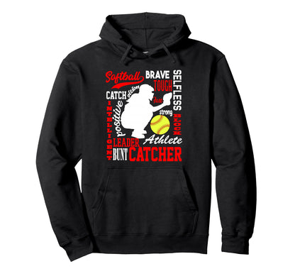 Softball Catcher Teens Traits Catcher Hoodie - Custom Art Print Men Women - T-Shirt, Sweatshirt, Hoodie