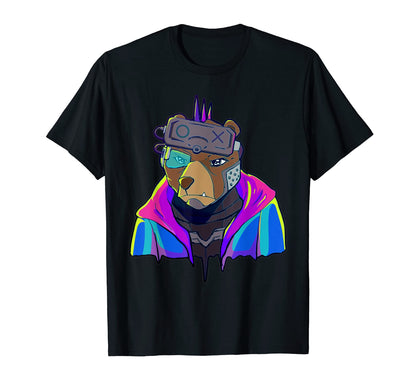 Cyber Vaporwave Aesthetic Futuristic Bear T-Shirt - Novelty Apparel Unisex - T-Shirt, Sweatshirt, Hoodie