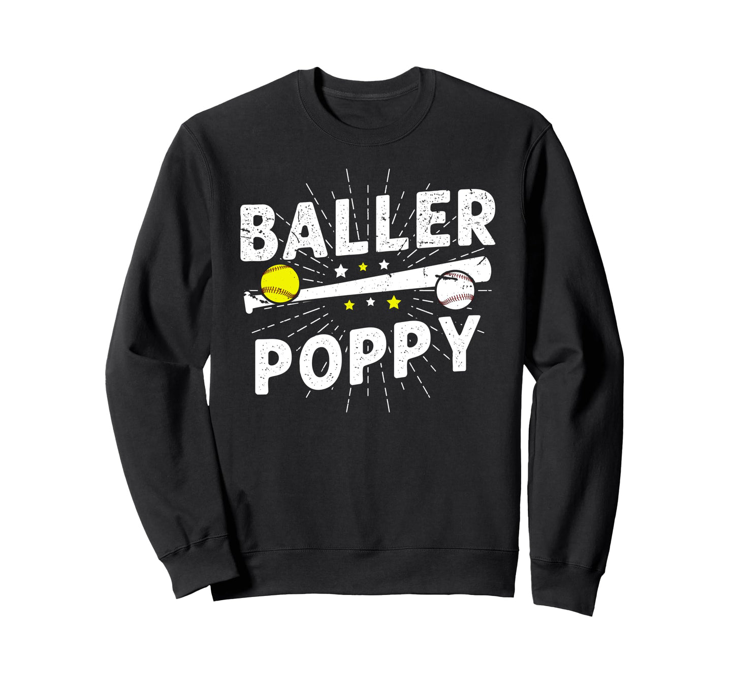 Baller Poppy Proud Softball Baseball Sweatshirt - Unique Graphic Men Women - T-Shirt, Sweatshirt, Hoodie