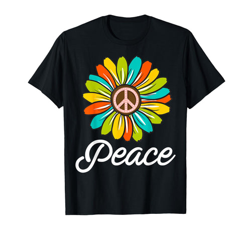 Sunflower Flower Peace Sign World T-Shirt - Fun Novelty Design for Adults - T-Shirt, Sweatshirt, Hoodie
