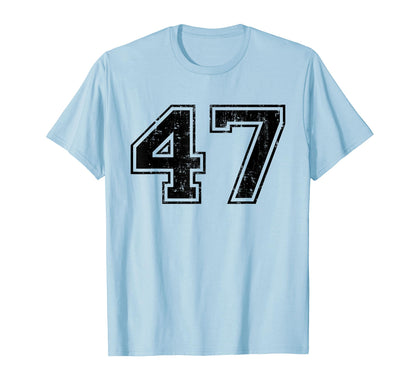 Number 47 Varsity Distressed Sport T-Shirt - Novelty Apparel for Adults - T-Shirt, Sweatshirt, Hoodie