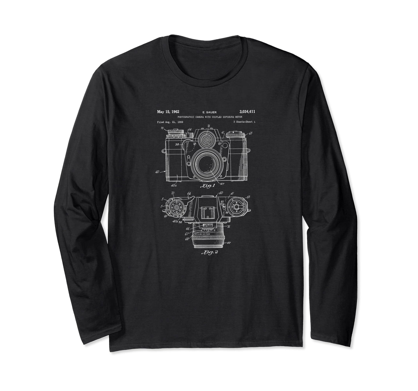 Patent 1962 Camera Photographer Gift T-Shirt - Custom Art Print Men Women - T-Shirt, Sweatshirt, Hoodie