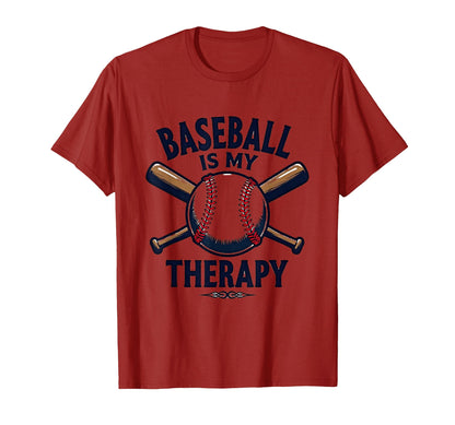 Baseball Is My Therapy Mom Baseball T-Shirt - Fun Novelty Design Men Women - T-Shirt, Sweatshirt, Hoodie