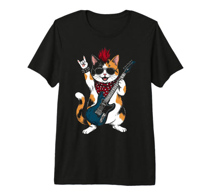 Funny Cat Playing Guitar Usa T-Shirt - Novelty Apparel for Adults - T-Shirt, Sweatshirt, Hoodie