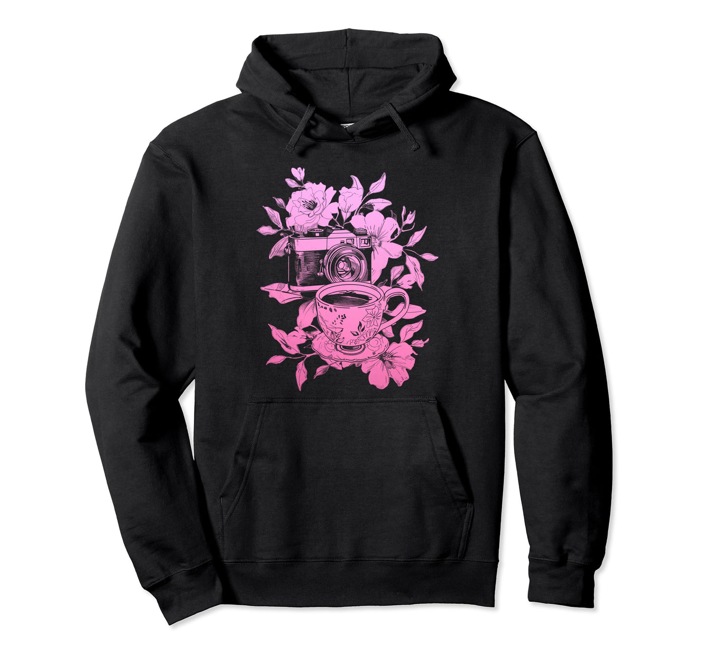 Photographer Coffee Camera Flowers Hoodie - Custom Art Print for Adults - T-Shirt, Sweatshirt, Hoodie