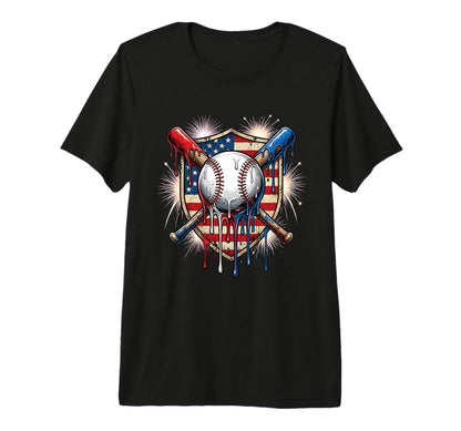 4Th July Baseball Drip Ice Cream T-Shirt - Casual Everyday Wear for Adults - T-Shirt, Sweatshirt, Hoodie