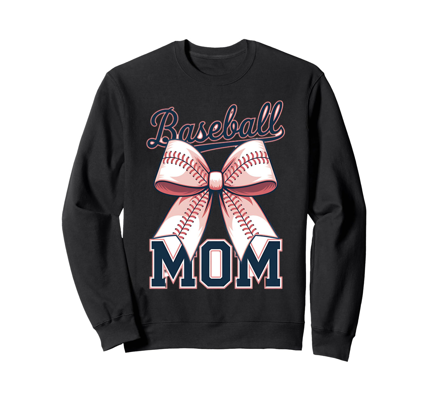 Baseball Mom Coquette Bow Sweatshirt - Trendy Graphic for Adults - T-Shirt, Sweatshirt, Hoodie
