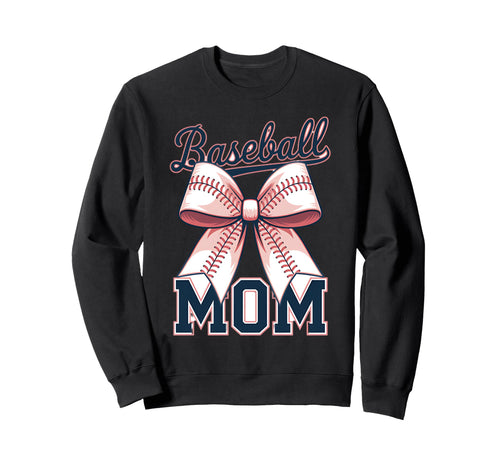 Baseball Mom Coquette Bow Sweatshirt - Trendy Graphic for Adults - T-Shirt, Sweatshirt, Hoodie