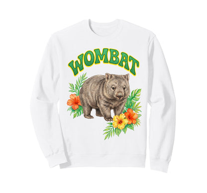 Wombat Groovy Floral Wombat Sweatshirt - Fun Novelty Design Men Women - T-Shirt, Sweatshirt, Hoodie