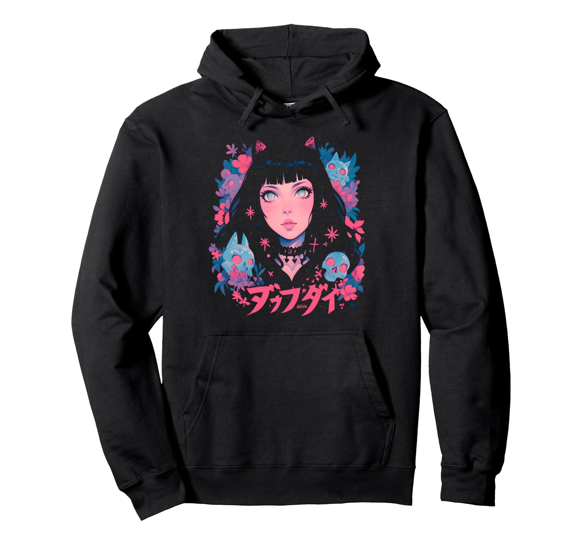 Goth Grunge Demon Anime Waifu Horror Hoodie - Streetwear Style Men Women - T-Shirt, Sweatshirt, Hoodie