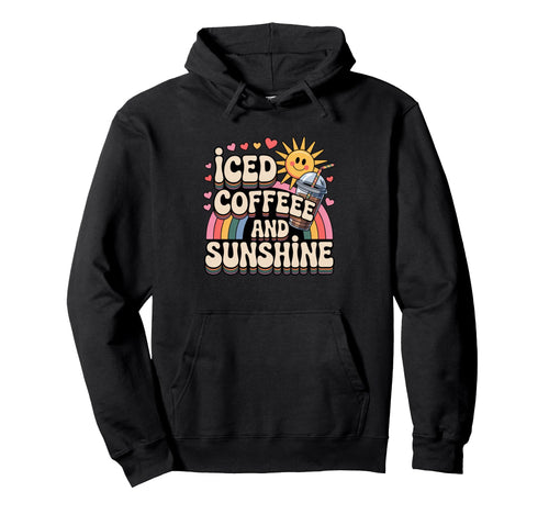 Iced Coffee And Sunshine Groovy Hoodie - Aesthetic Graphic Men Women - T-Shirt, Sweatshirt, Hoodie