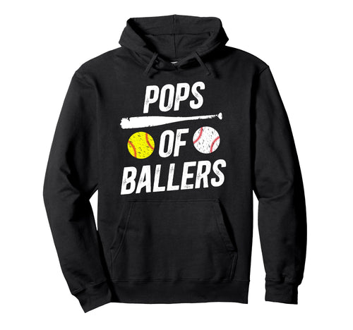 Pops Ballers Softball Baseball Pops Hoodie - Trendy Graphic for Adults - T-Shirt, Sweatshirt, Hoodie
