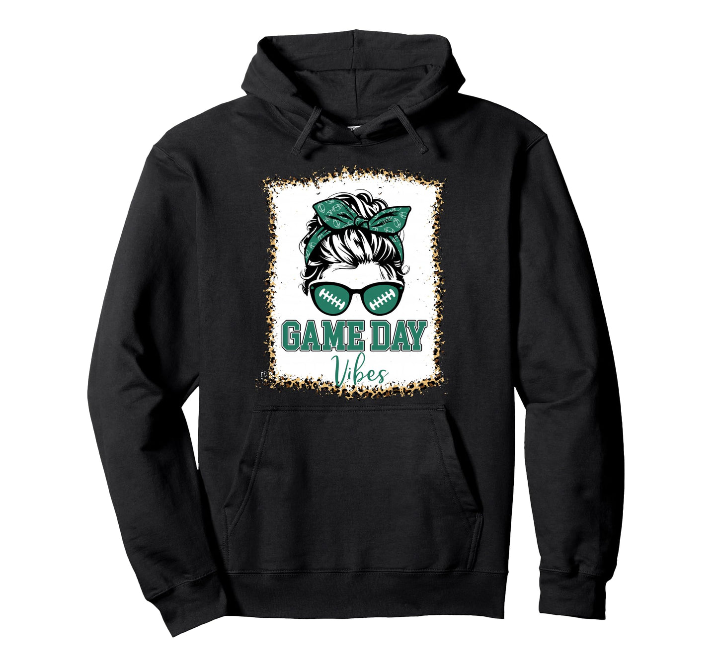 Green And White Game Day Vibes Football Hoodie - Custom Art Print Unisex - T-Shirt, Sweatshirt, Hoodie