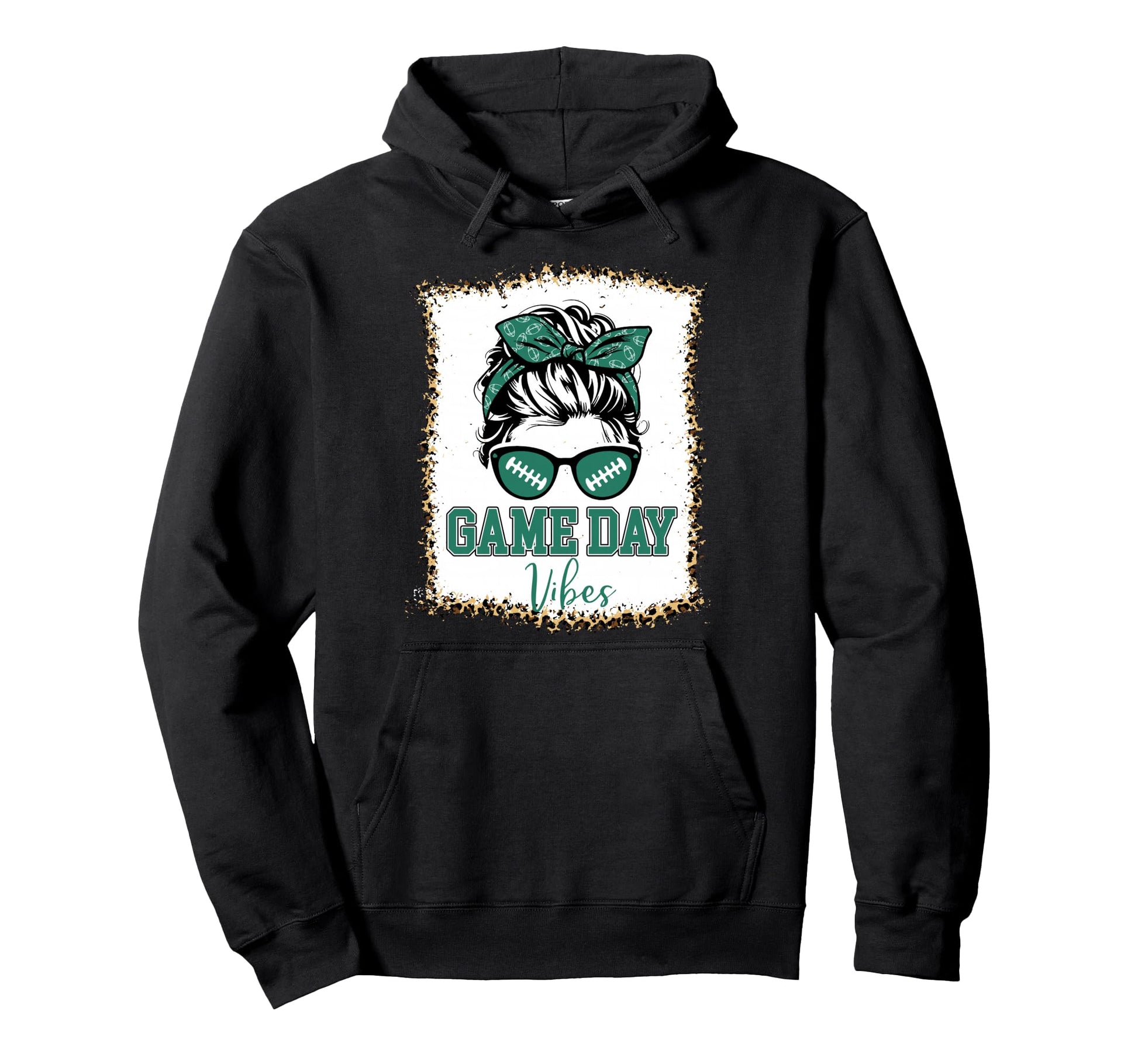 Green And White Game Day Vibes Football Hoodie - Custom Art Print Unisex - T-Shirt, Sweatshirt, Hoodie