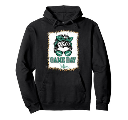 Green And White Game Day Vibes Football Hoodie - Custom Art Print Unisex - T-Shirt, Sweatshirt, Hoodie