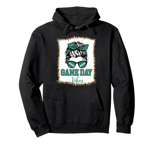 Green And White Game Day Vibes Football Hoodie - Custom Art Print Unisex - T-Shirt, Sweatshirt, Hoodie
