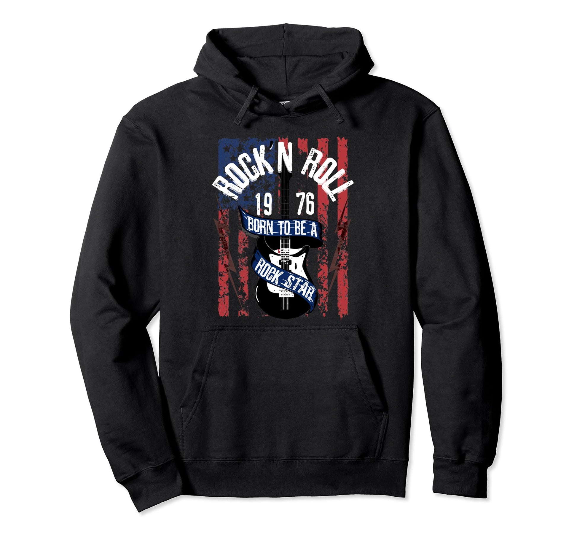 Rock N Roll Guitar Vinatge Music Band Hoodie - Novelty Apparel Unisex - T-Shirt, Sweatshirt, Hoodie