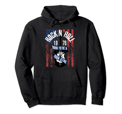 Rock N Roll Guitar Vinatge Music Band Hoodie - Novelty Apparel Unisex - T-Shirt, Sweatshirt, Hoodie
