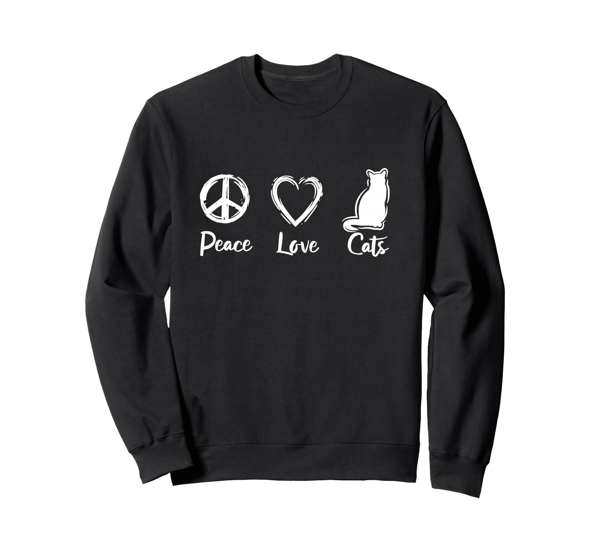 I Love Cats Cat Mom Peace Love Cats Sweatshirt - Unique Graphic Unisex - T-Shirt, Sweatshirt, Hoodie