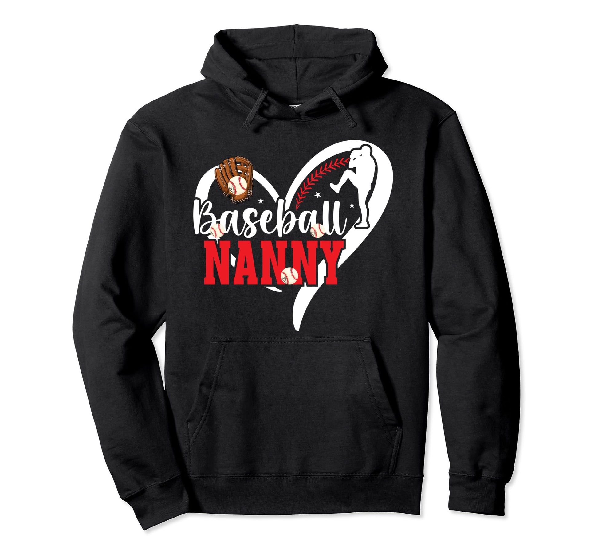 Baseball Nanny Heart Nanny Baseball Hoodie - Fun Novelty Design Unisex - T-Shirt, Sweatshirt, Hoodie