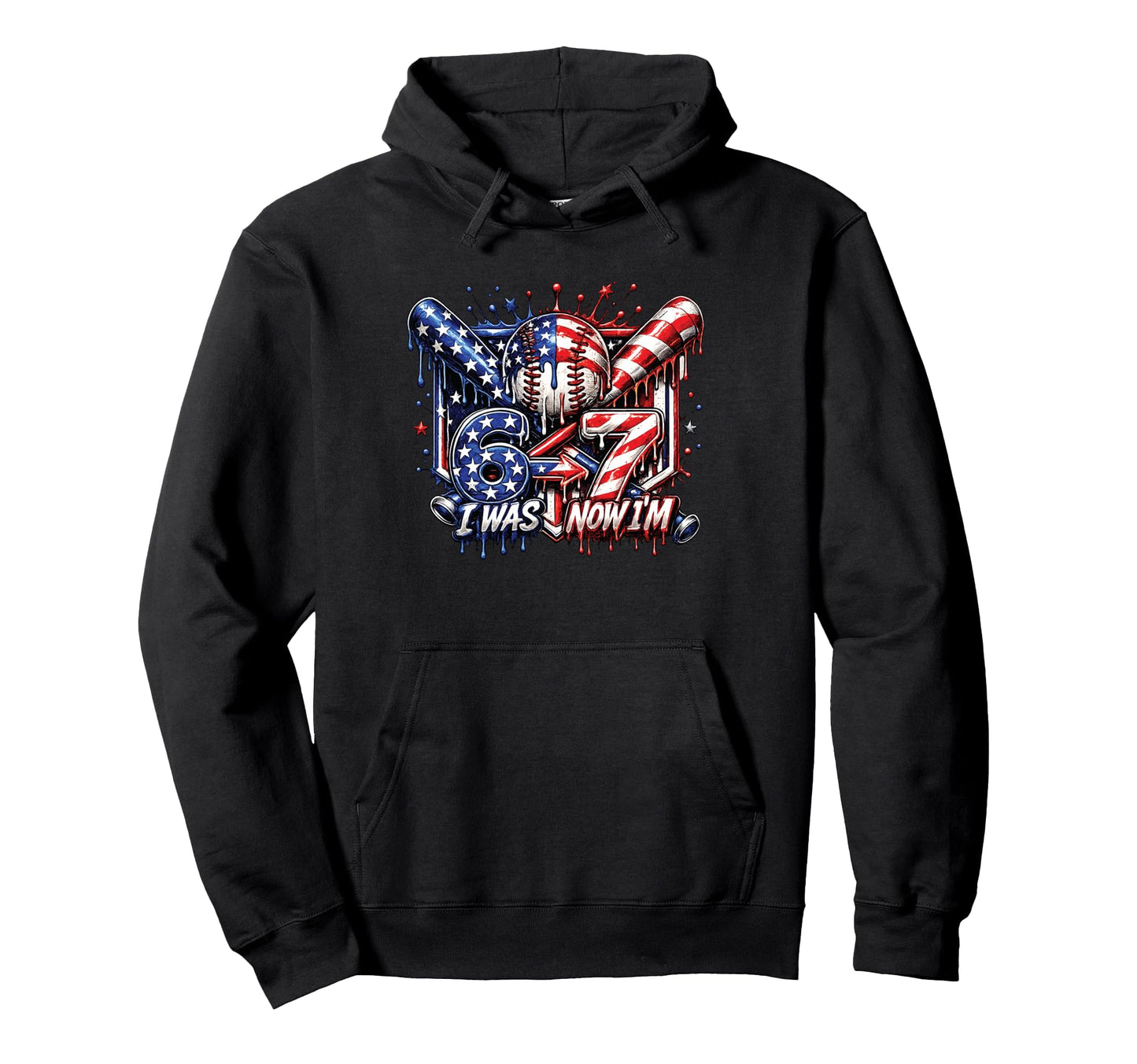I Was 6 Now Im 7 Baseball Usa Flag Hoodie - Minimalist Print for Adults - T-Shirt, Sweatshirt, Hoodie