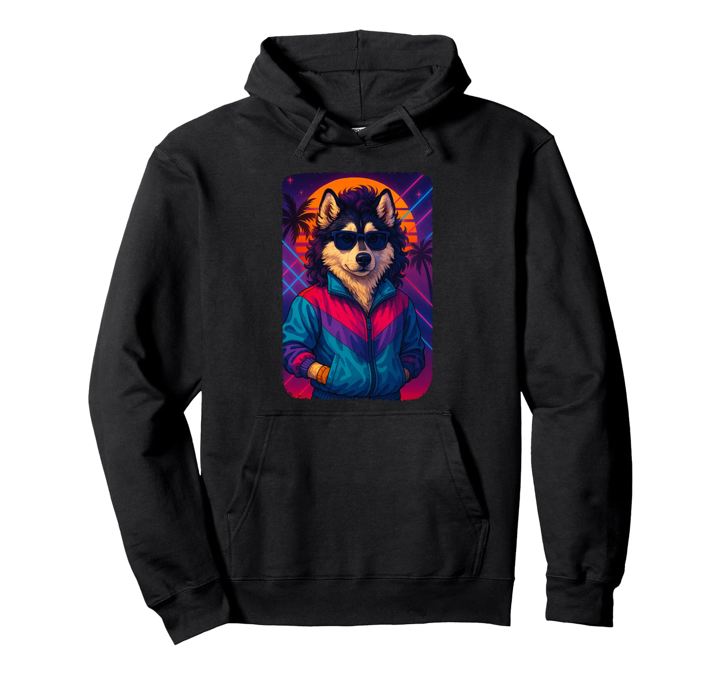80S Aesthetic Husky Tracksuit Jacket Hoodie - Graphic Print for Adults - T-Shirt, Sweatshirt, Hoodie