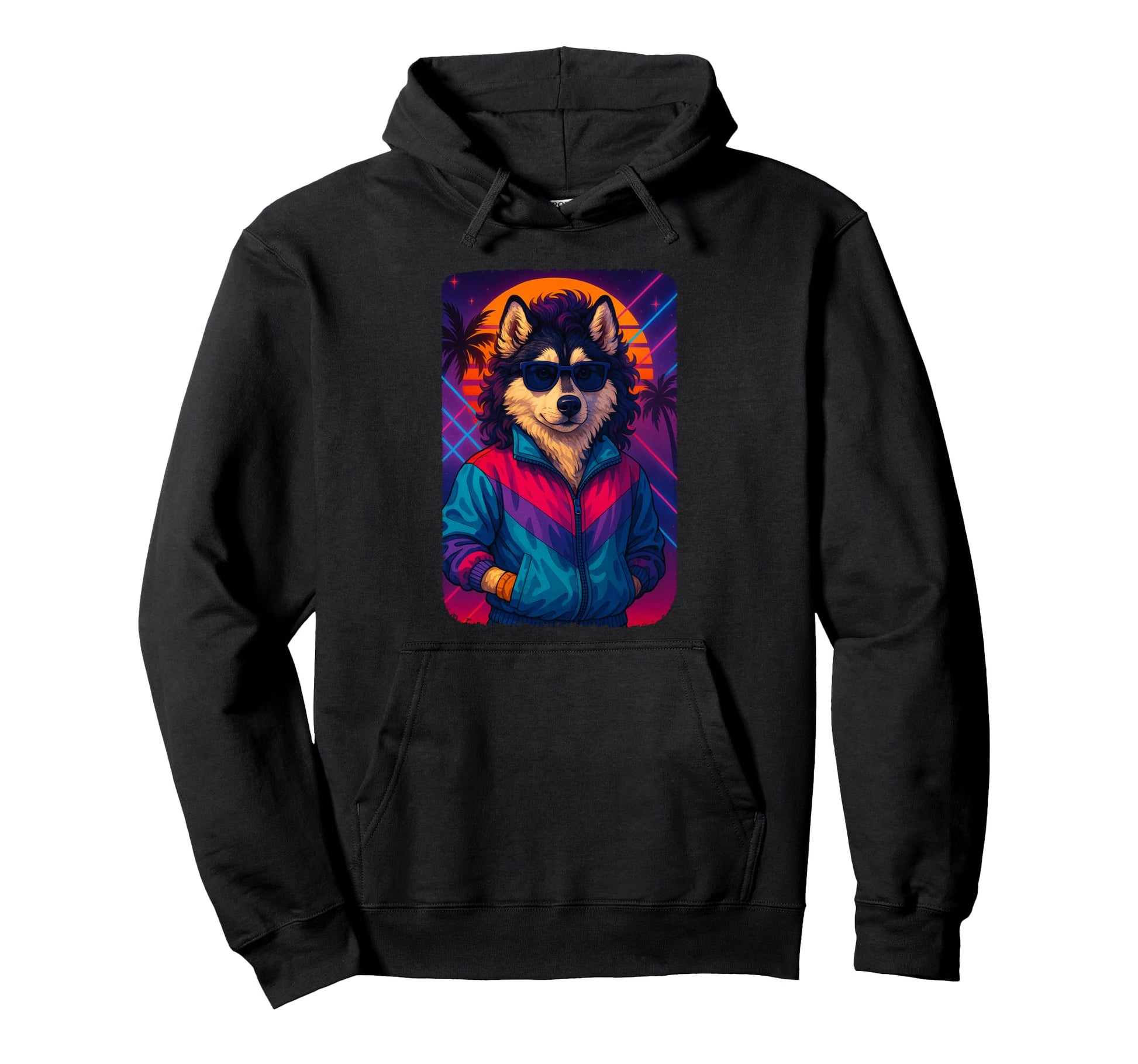 80S Aesthetic Husky Tracksuit Jacket Hoodie - Graphic Print for Adults - T-Shirt, Sweatshirt, Hoodie