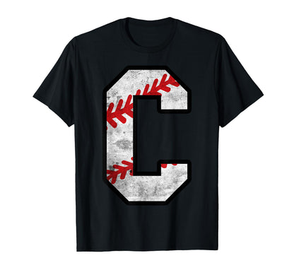 Distressed Baseball Letter C T-Shirt - Graphic Print Unisex - T-Shirt, Sweatshirt, Hoodie