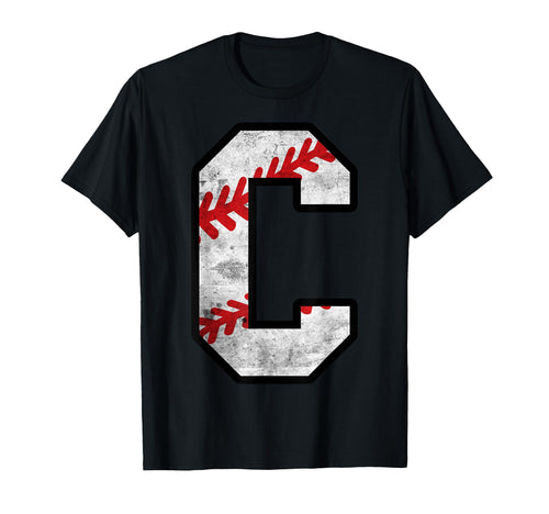 Distressed Baseball Letter C T-Shirt - Graphic Print Unisex - T-Shirt, Sweatshirt, Hoodie