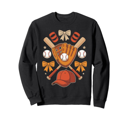 Baseball Bows And Bats Softball Sweatshirt - Streetwear Style Unisex - T-Shirt, Sweatshirt, Hoodie