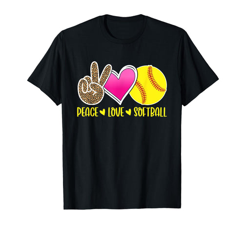 Peace Love Softball Teen Peace Love T-Shirt - Novelty Apparel for Adults - T-Shirt, Sweatshirt, Hoodie