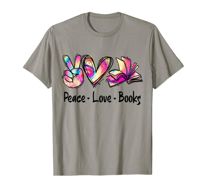 Peace Love Books Librarian Teacher Life T-Shirt - Custom Art Print Unisex - T-Shirt, Sweatshirt, Hoodie