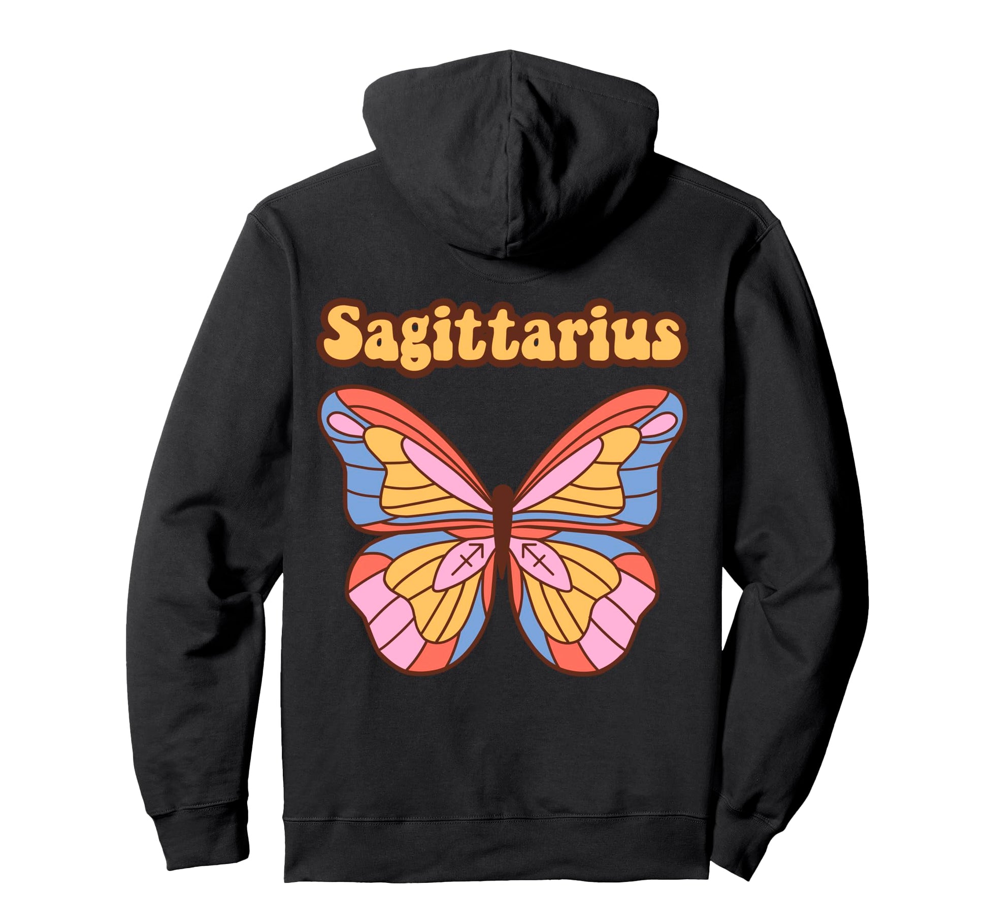 Sagittarius Zodiac Butterfly Boho Hoodie - Fun Novelty Design Men Women - T-Shirt, Sweatshirt, Hoodie
