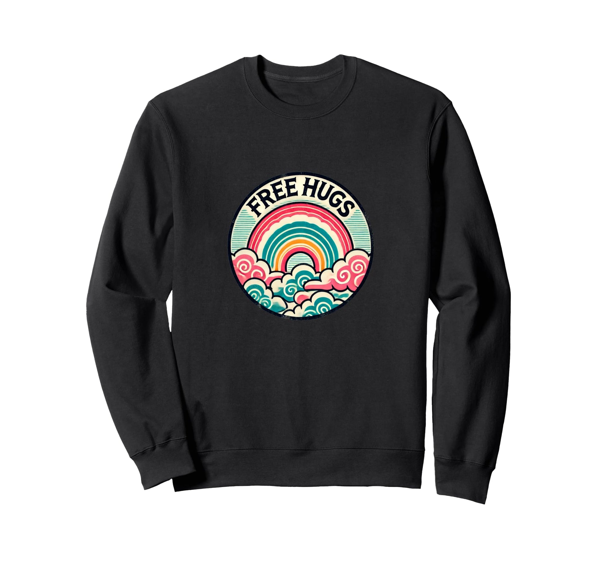 Free Hugs Rainbow Illustration Sweatshirt - Custom Art Print for Adults - T-Shirt, Sweatshirt, Hoodie