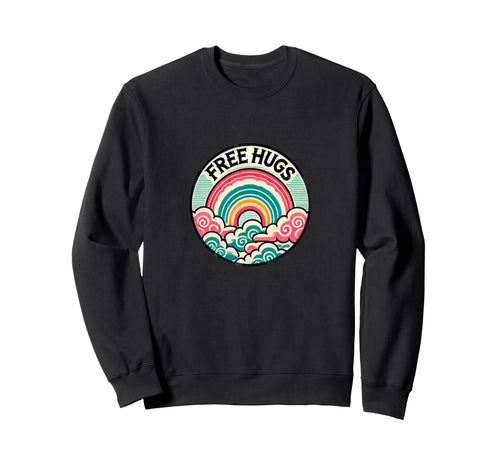 Free Hugs Rainbow Illustration Sweatshirt - Custom Art Print for Adults - T-Shirt, Sweatshirt, Hoodie