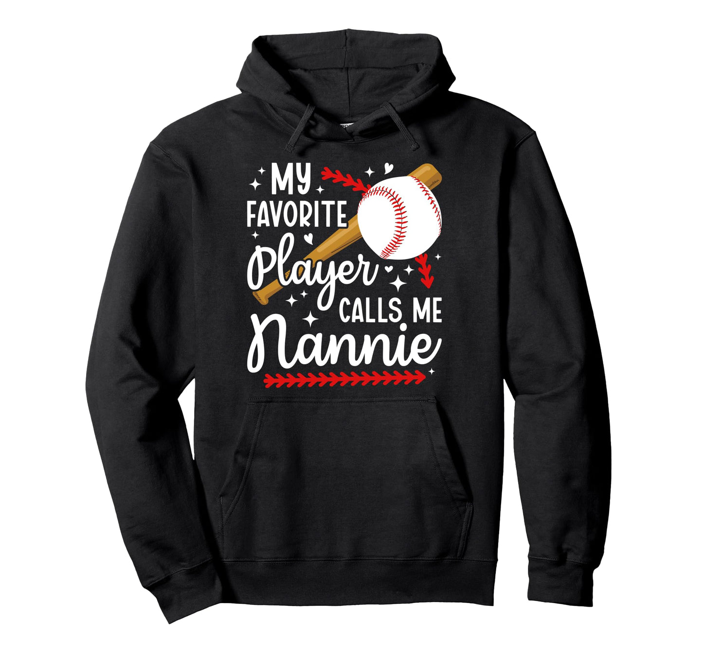 Proud Baseball Nannie Baseball Player Hoodie - Minimalist Print for Adults - T-Shirt, Sweatshirt, Hoodie