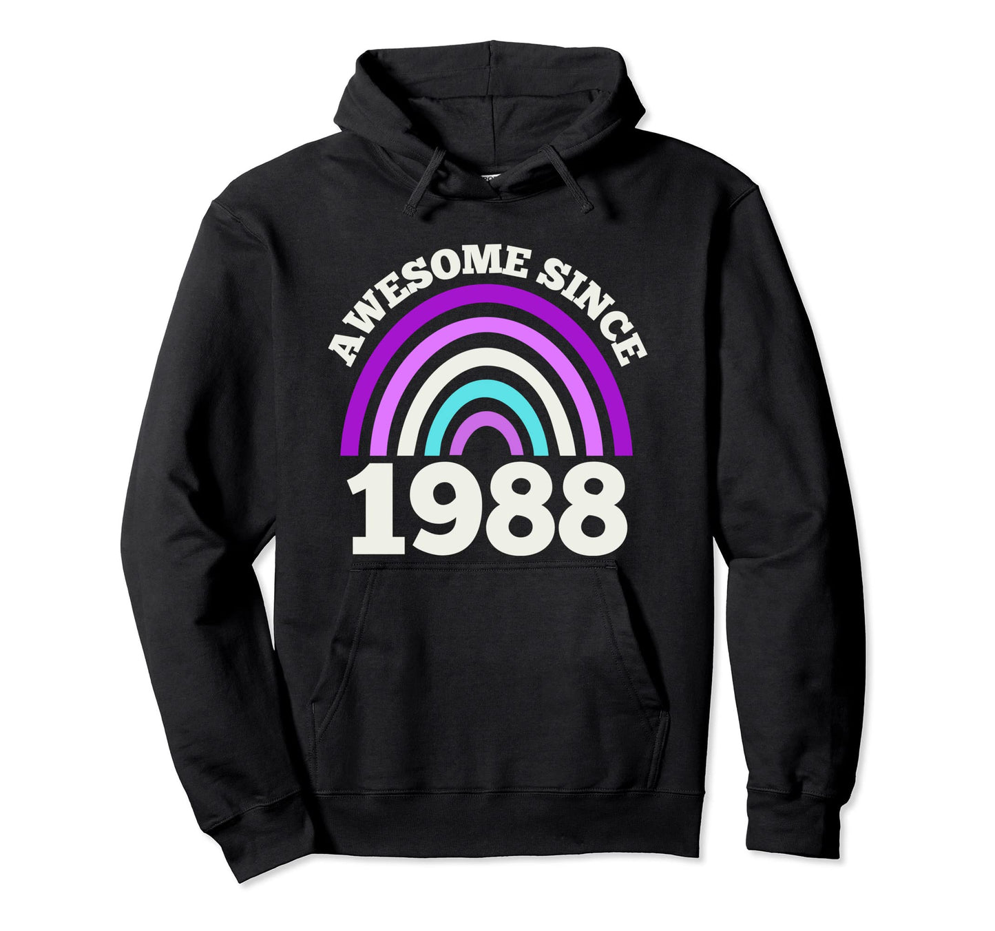 Awesome Since 1988 Purple Rainbow Womens Hoodie - Novelty Apparel Unisex - T-Shirt, Sweatshirt, Hoodie