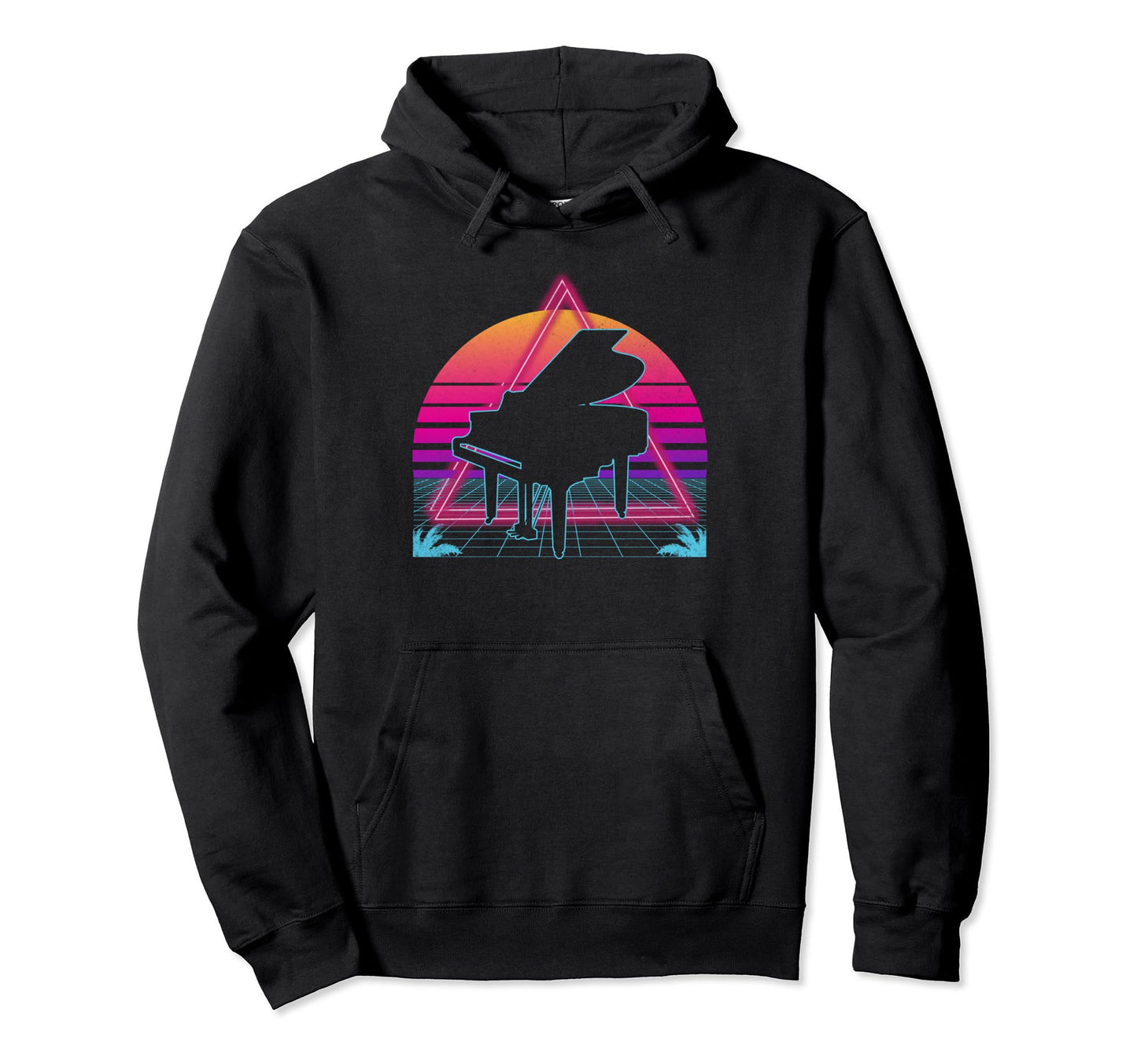 80S 90S Sunset Piano Lover Hoodie - Casual Everyday Wear Men Women - T-Shirt, Sweatshirt, Hoodie