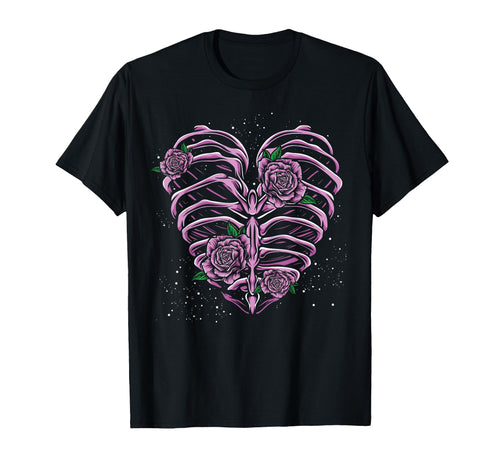 Floral Ribcage Heart Kowai Vaporwave T-Shirt - Fun Novelty Design Unisex - T-Shirt, Sweatshirt, Hoodie