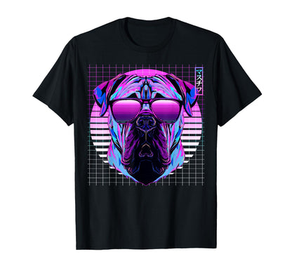Mastiff Sunglasses Dog Vaporwave T-Shirt - Trendy Graphic for Adults - T-Shirt, Sweatshirt, Hoodie