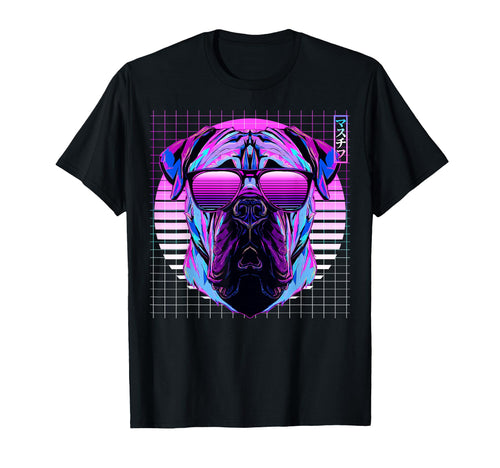 Mastiff Sunglasses Dog Vaporwave T-Shirt - Trendy Graphic for Adults - T-Shirt, Sweatshirt, Hoodie