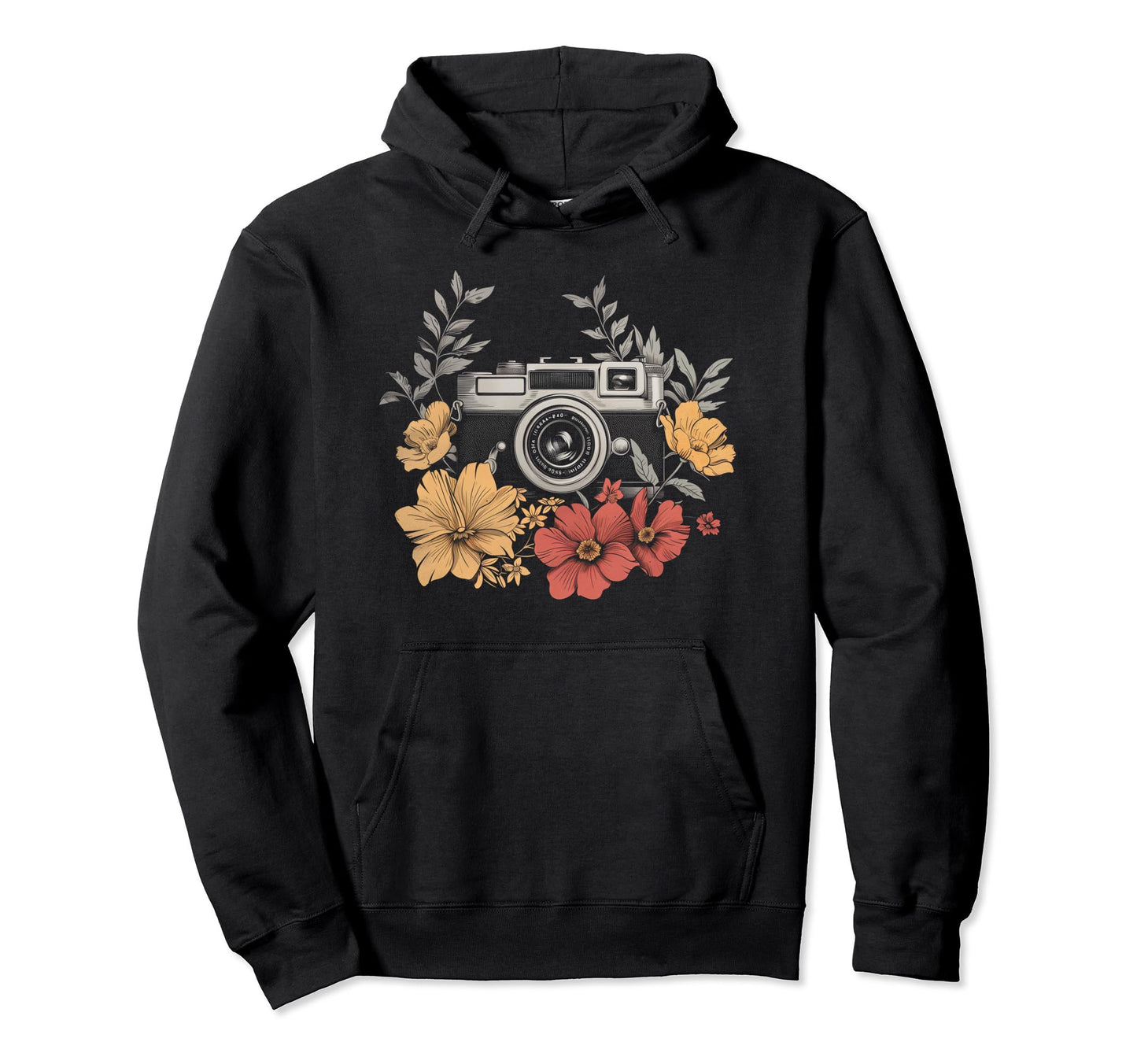 Photographer Camera Flowers Hoodie - Casual Everyday Wear for Adults - T-Shirt, Sweatshirt, Hoodie