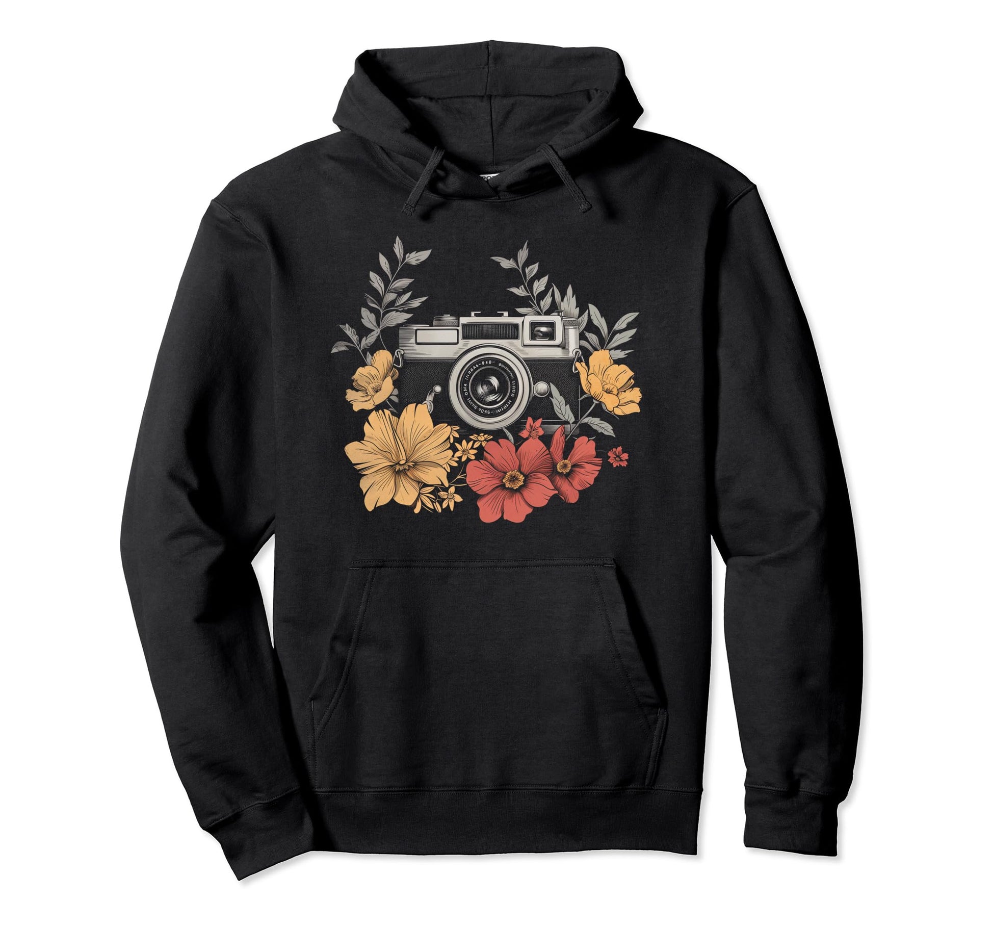 Photographer Camera Flowers Hoodie - Casual Everyday Wear for Adults - T-Shirt, Sweatshirt, Hoodie