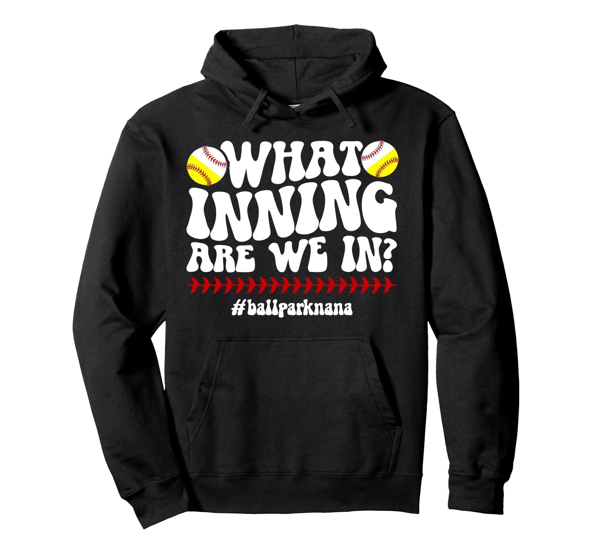 Ballpark Nana Grandma Groovy Softball Hoodie - Custom Art Print Men Women - T-Shirt, Sweatshirt, Hoodie